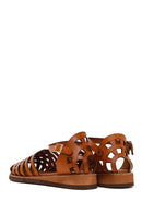 Woman Tan Ankle-Buckle Leather Bodrum Sandal | Derimod