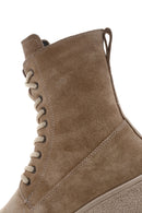 Women's Beige Thick Soled Boots Suede Leather Boots | Derimod