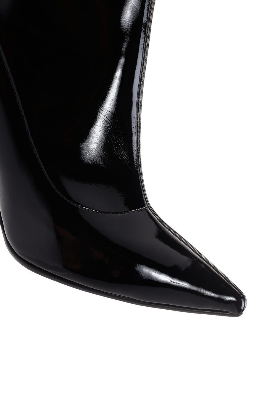 Women's Black Thin Heeled Zippered Patent Leather Classic Leather Boots