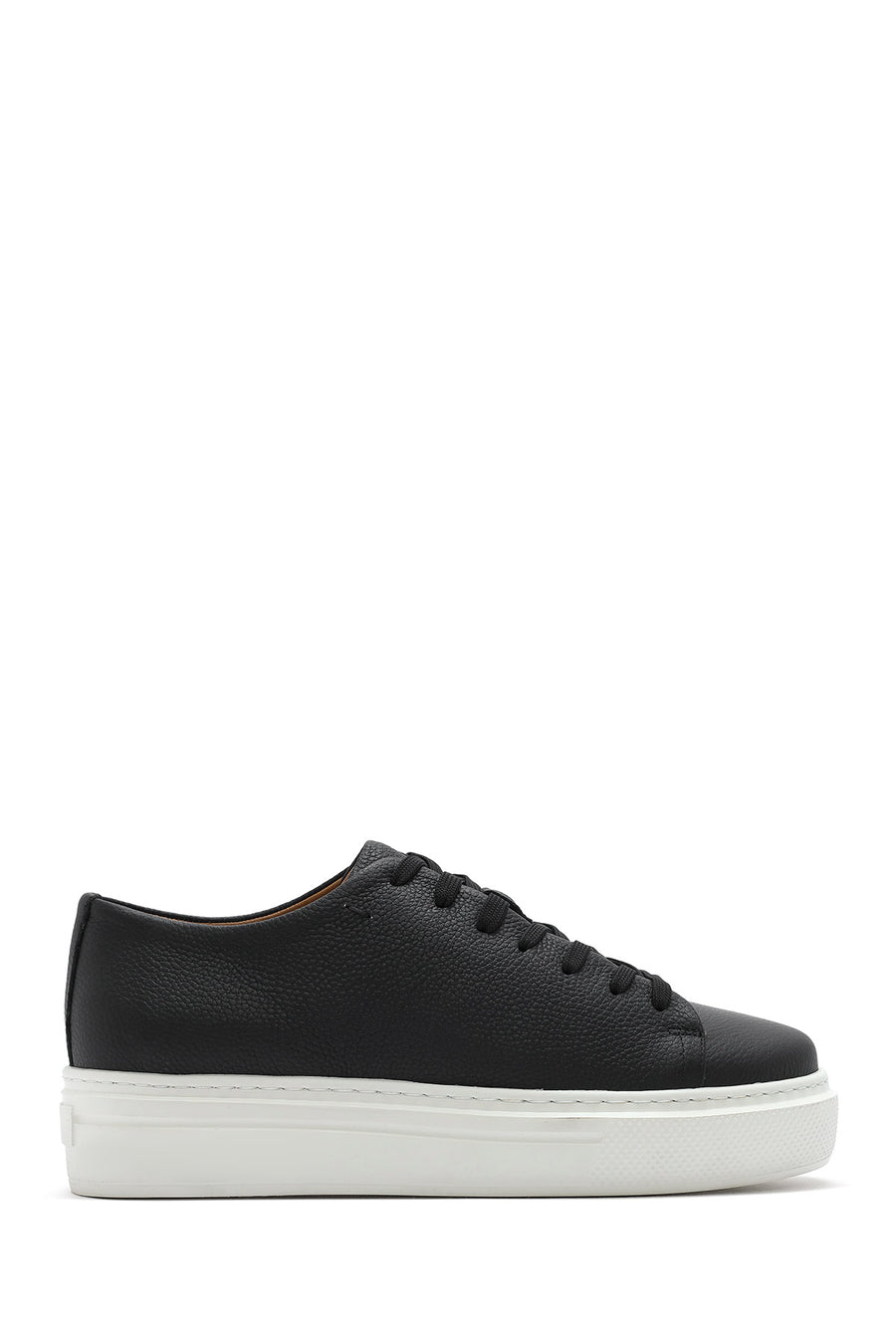 Men's Black Lace-up Thick-Sole Leather Sneaker 25SFD6107FT | Derimod