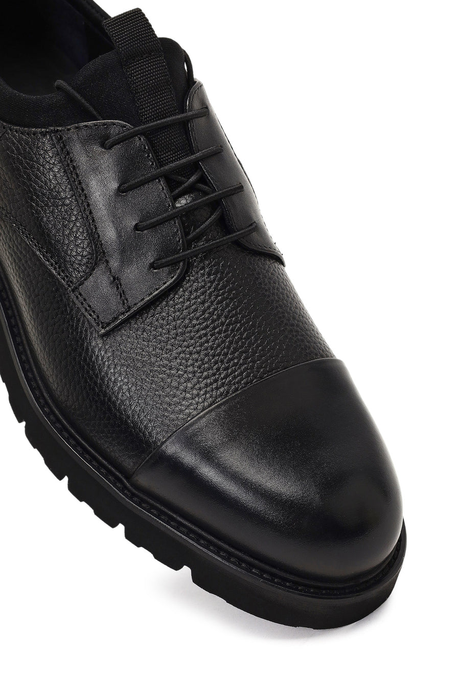 Men's Black Lace-Up Leather Casual Shoes
