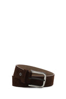 Male Brown Suede Belt | Derimod