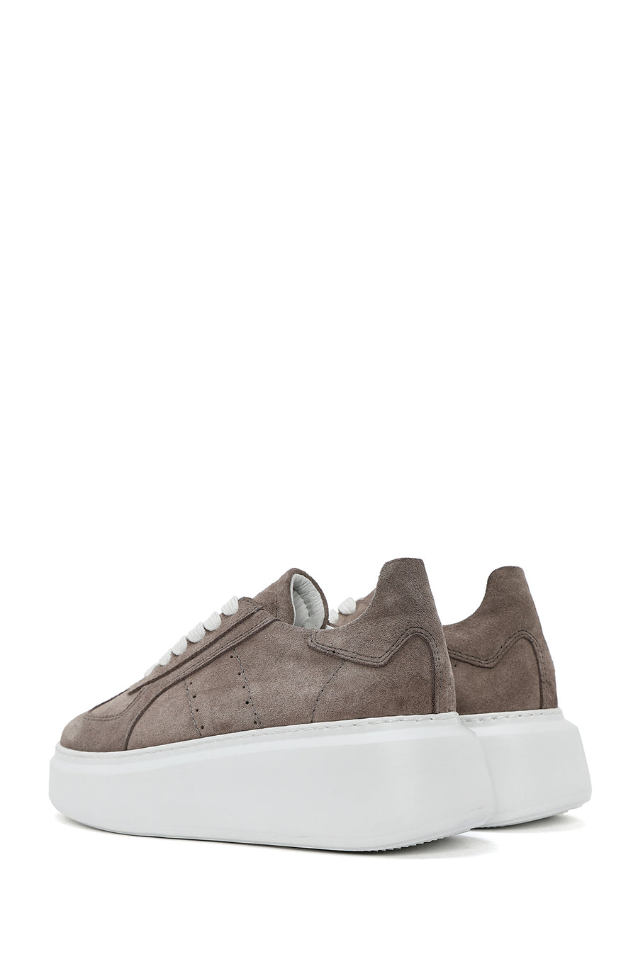 Women's Mink Lace-Up Thick-Sole Suede Leather Sneakers
