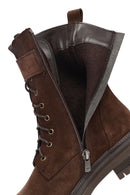 Women's Brown Zippered Suede Leather Boots | Derimod