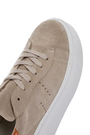 Women's Beige Lace-Up Chunky Sole Suede Leather Sneakers | Derimod