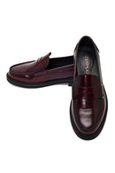 Women's Burgundy Leather Masculine Loafer | Derimod