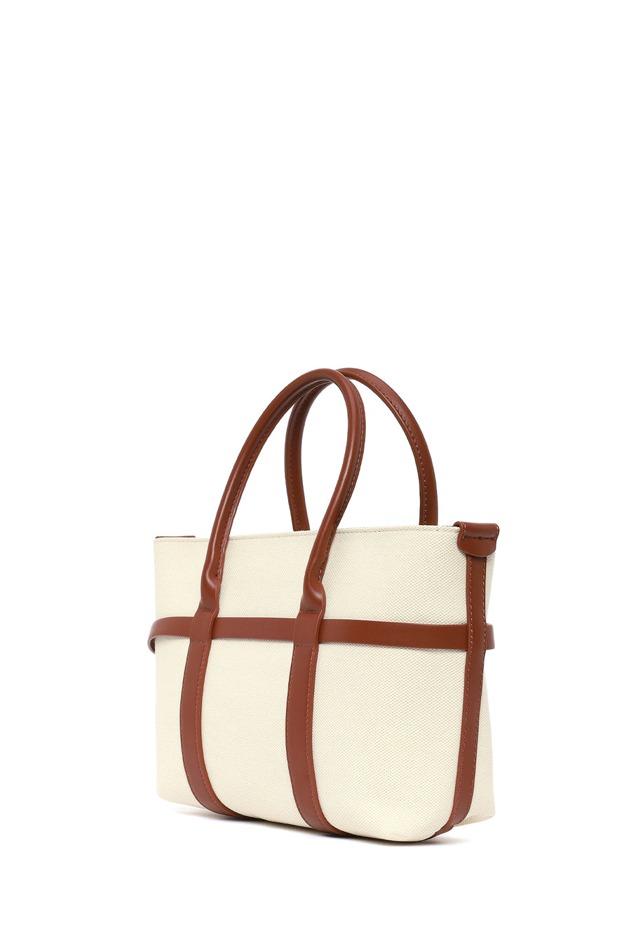 Woman Beige Long-Strap Shoulder Bag