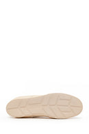 Woman Beige Lace-Up Leather Sneakers | Derimod