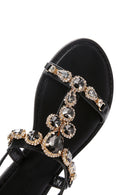 Women's Black Stone Sandals | Derimod