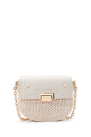 Women's Cream Long Strap Braided Mini Crossbody Bag | Derimod