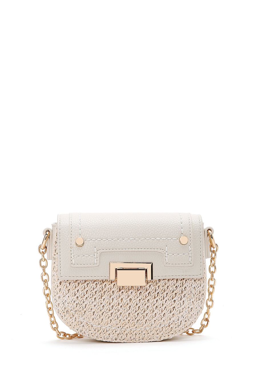 Women's Cream Long Strap Braided Mini Crossbody Bag
