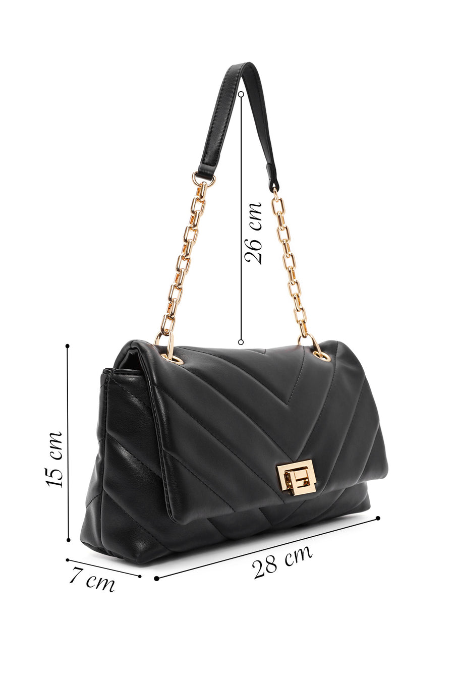 Women's Black Chain Strap Quilted Shoulder Bag