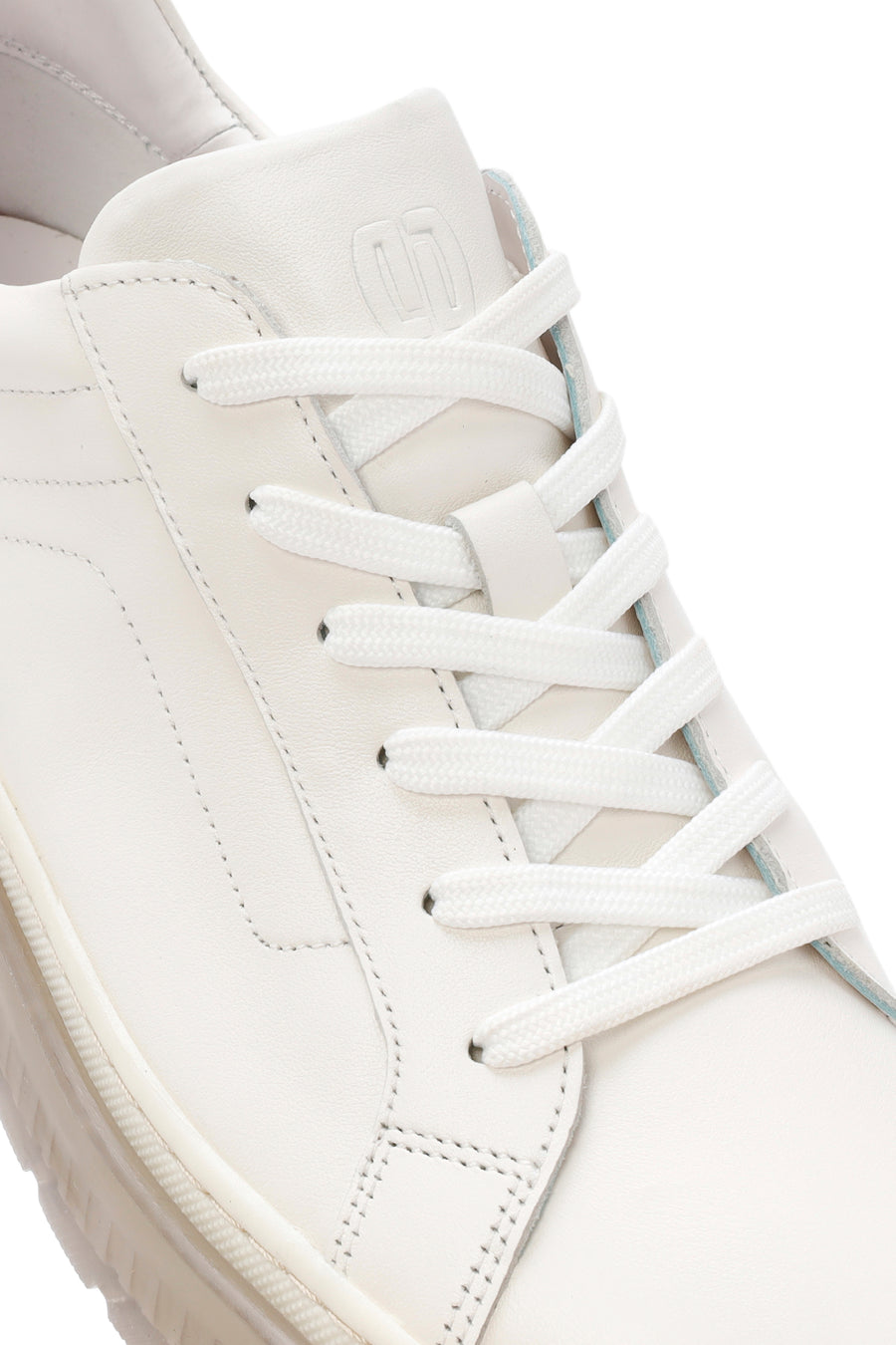 Erkek Beyaz Bağcıklı Deri Sneaker