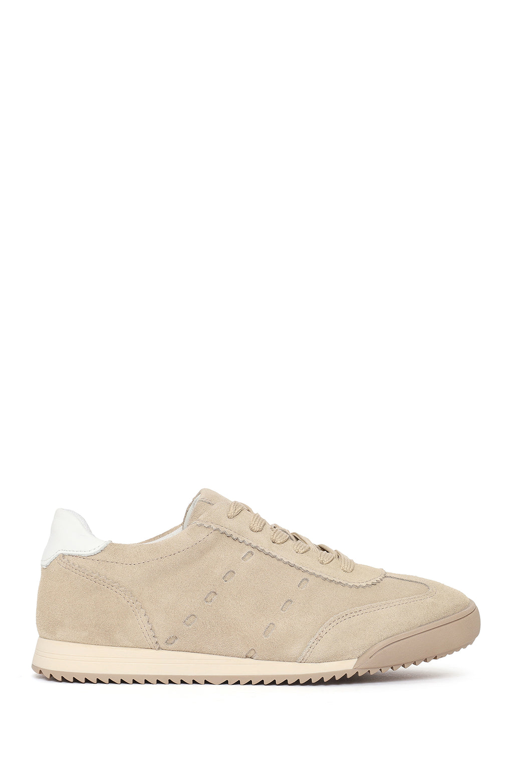 Kadın Bej Bağcıklı Süet Deri Sneaker