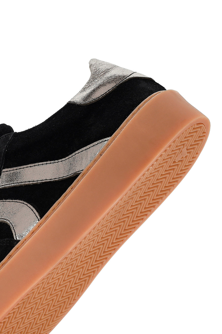 Woman Black Lace-Up Suede Leather Sneakers