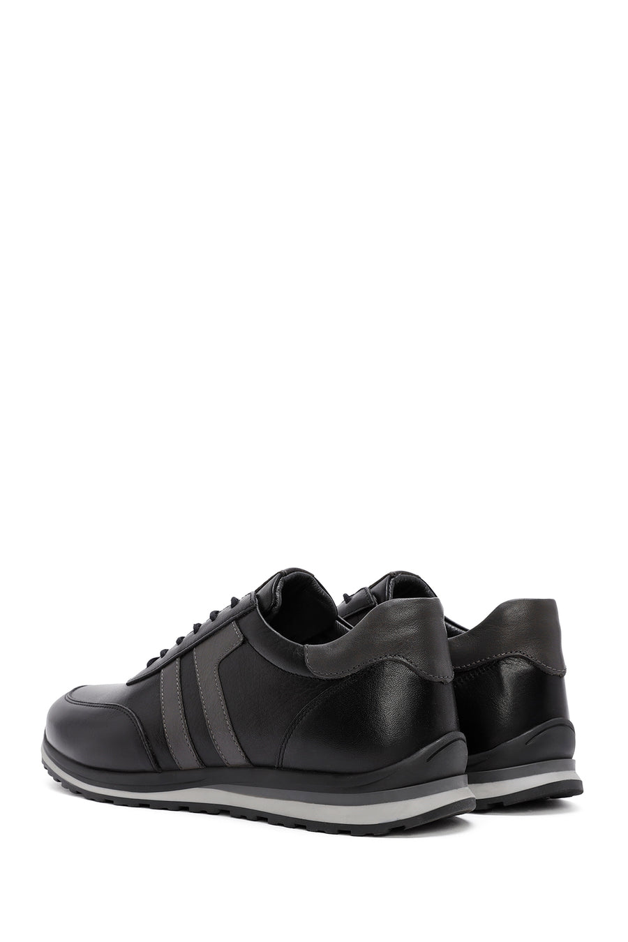 Men's Black Lace-up Leather Sneaker