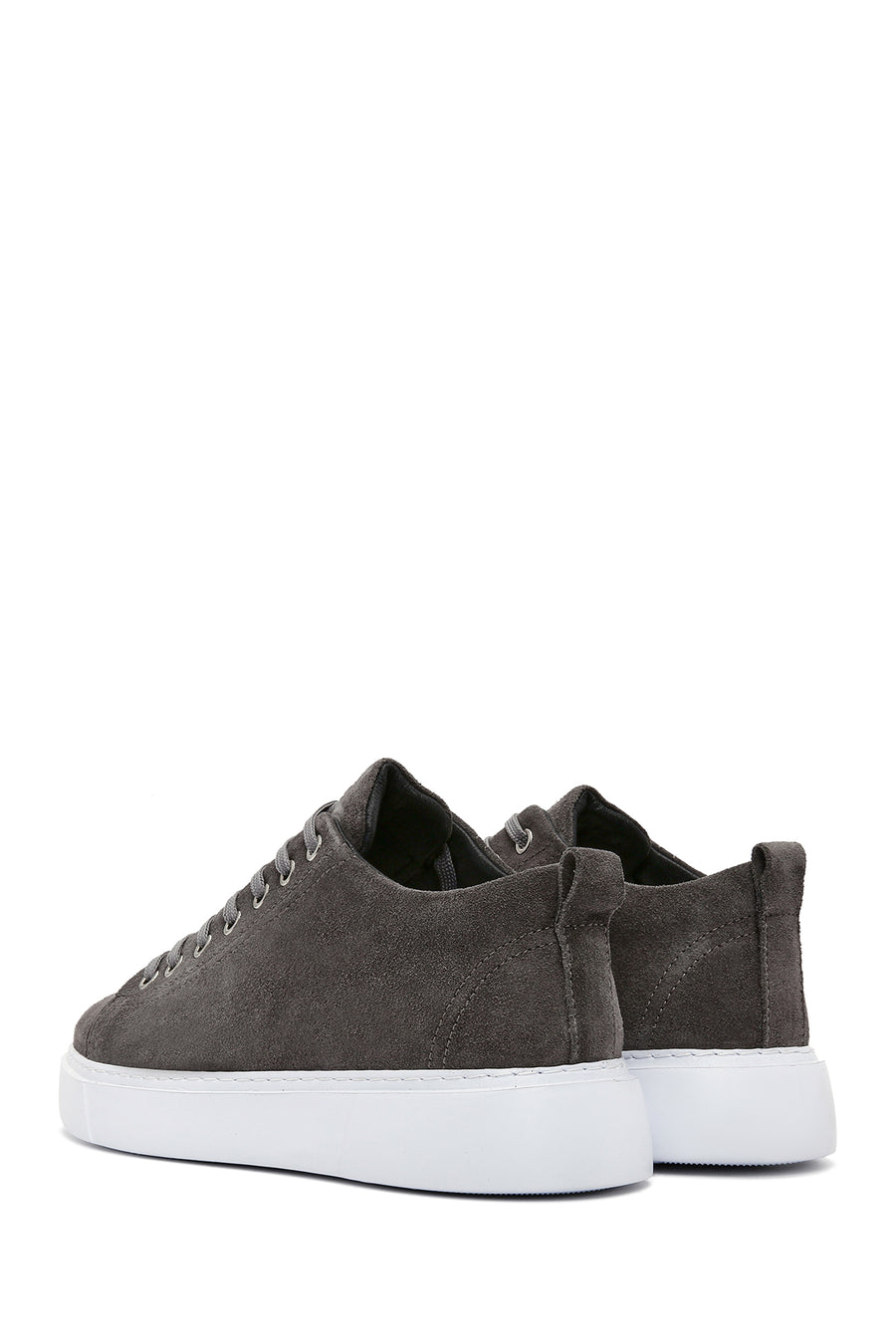 Men's Gray Lace-Up Suede Leather Sneaker
