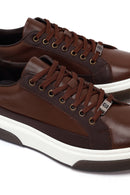 Erkek Kahverengi Bağcıklı Kalın Tabanlı Deri Sneaker | Derimod