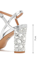 Women's Silver Ankle Buckle Metallic Chunky Heel Sandals | Derimod