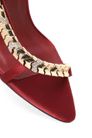 Woman Burgundy Embellished High Stiletto-Heel Sandal | Derimod