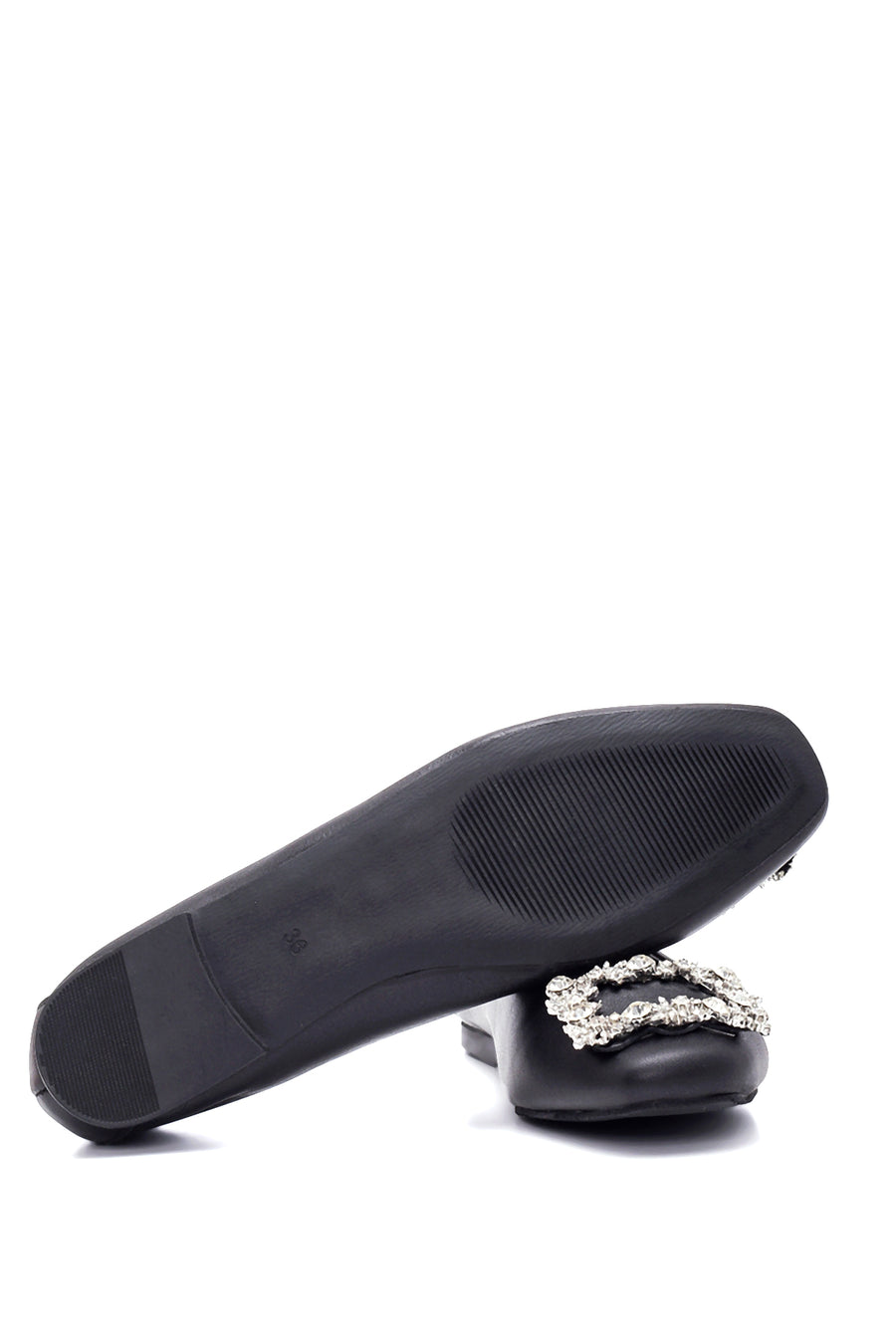 Women's Leather Stone Ballerinas