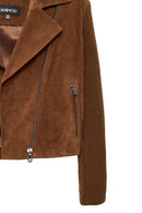 Marcy Women's Brown Double Breasted Suede Leather Jacket | Derimod