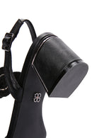 Women's Black Braided Chunky Low Heel Sandals | Derimod