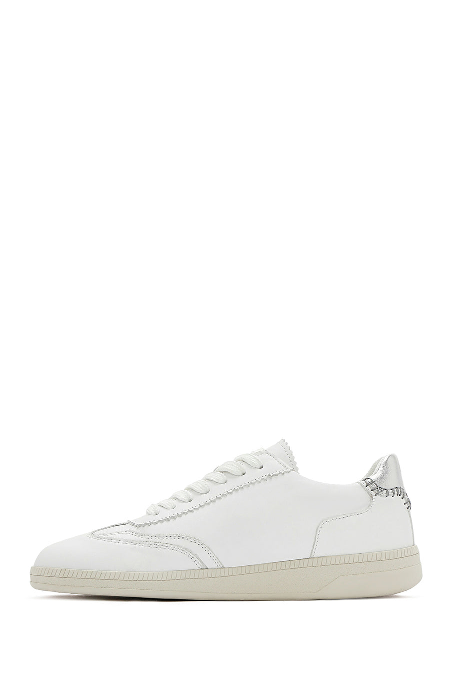 Women's White Lace-Up Leather Sneaker