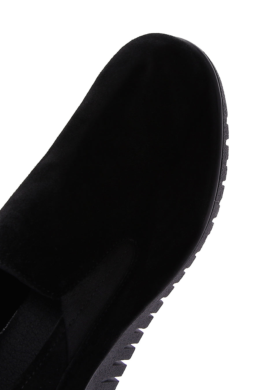 Women's Black Leather Comfort Wedge Heeled Loafer