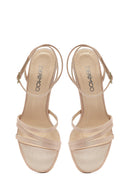 Women's Beige Ankle Strap Heeled Sandals | Derimod