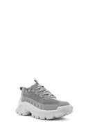 Caterpillar Men's Grey Intruder Essential Lace-Up Chunky Sole Leather Sneaker | Derimod