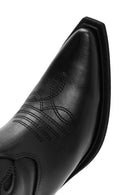 Women's Black Leather Cowboy Boots | Derimod