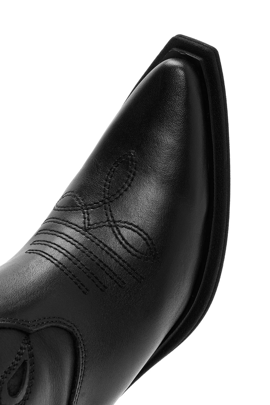 Women's Black Leather Cowboy Boots