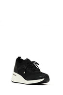Women's Black Lace-Up Wedge Heel Sneakers | Derimod