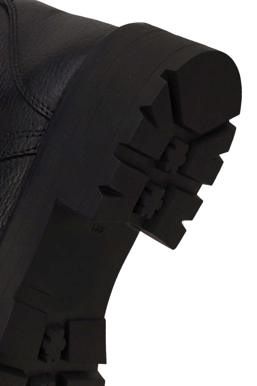 Woman Black Zip Closure Thick-Soled Leather Combat Boots