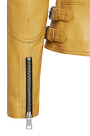 Latoya Women's Yellow Double Breasted Leather Jacket | Derimod