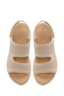Women's Beige Strapped Thick-Soled Fabric Sandals | Derimod