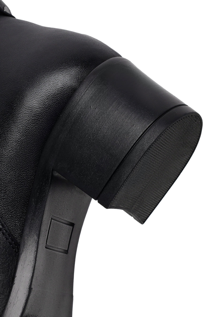 Woman Black Zip Closure Short-Heeled Leather Boots