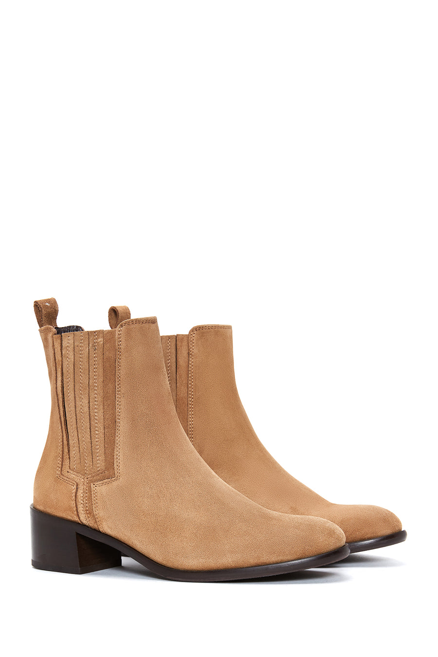Women's Tan Suede Leather Chelsea Boots