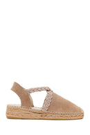 Women's Beige Suede Leather Espadrille | Derimod