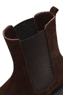 Women's Brown Thick-Soled Suede Leather Chelsea Boot | Derimod