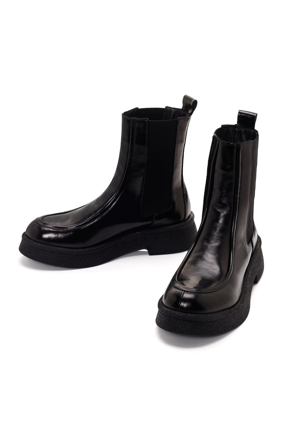 Woman Black Patent Leather Leather Chelsea Boots