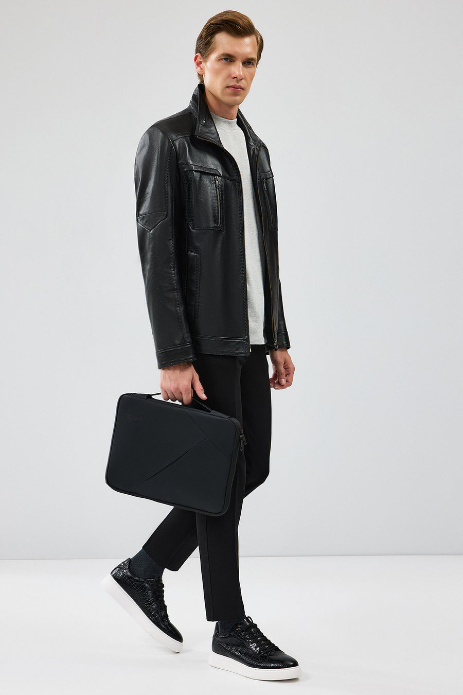 Hugo Men's Black Regular Leather Jacket