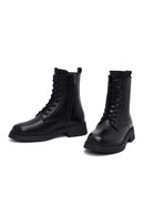 Women's Black Zippered Thick-Soled Leather Ankle Boots | Derimod