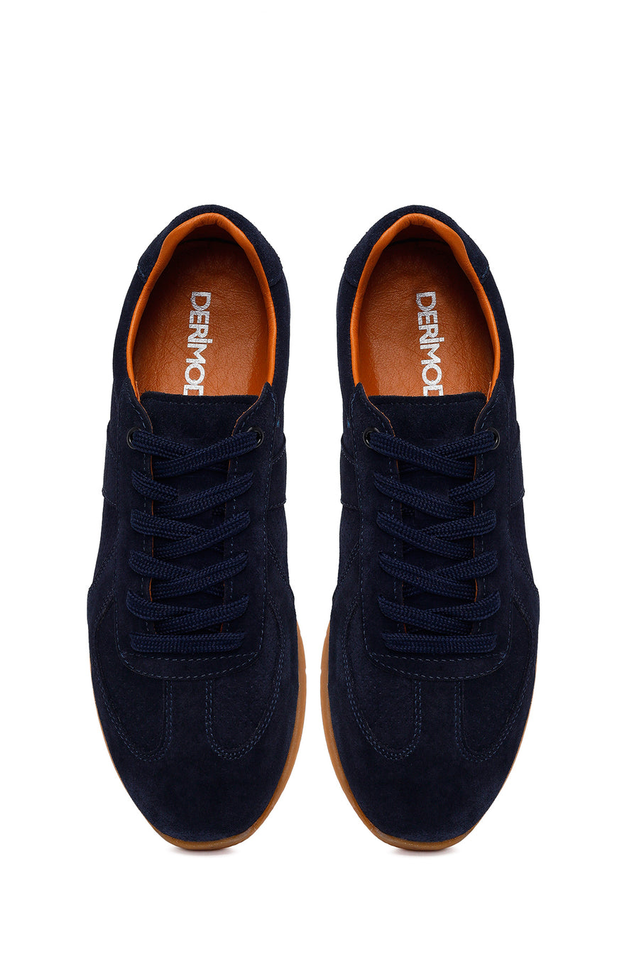 Erkek Lacivert Bağcıklı Süet Deri Sneaker