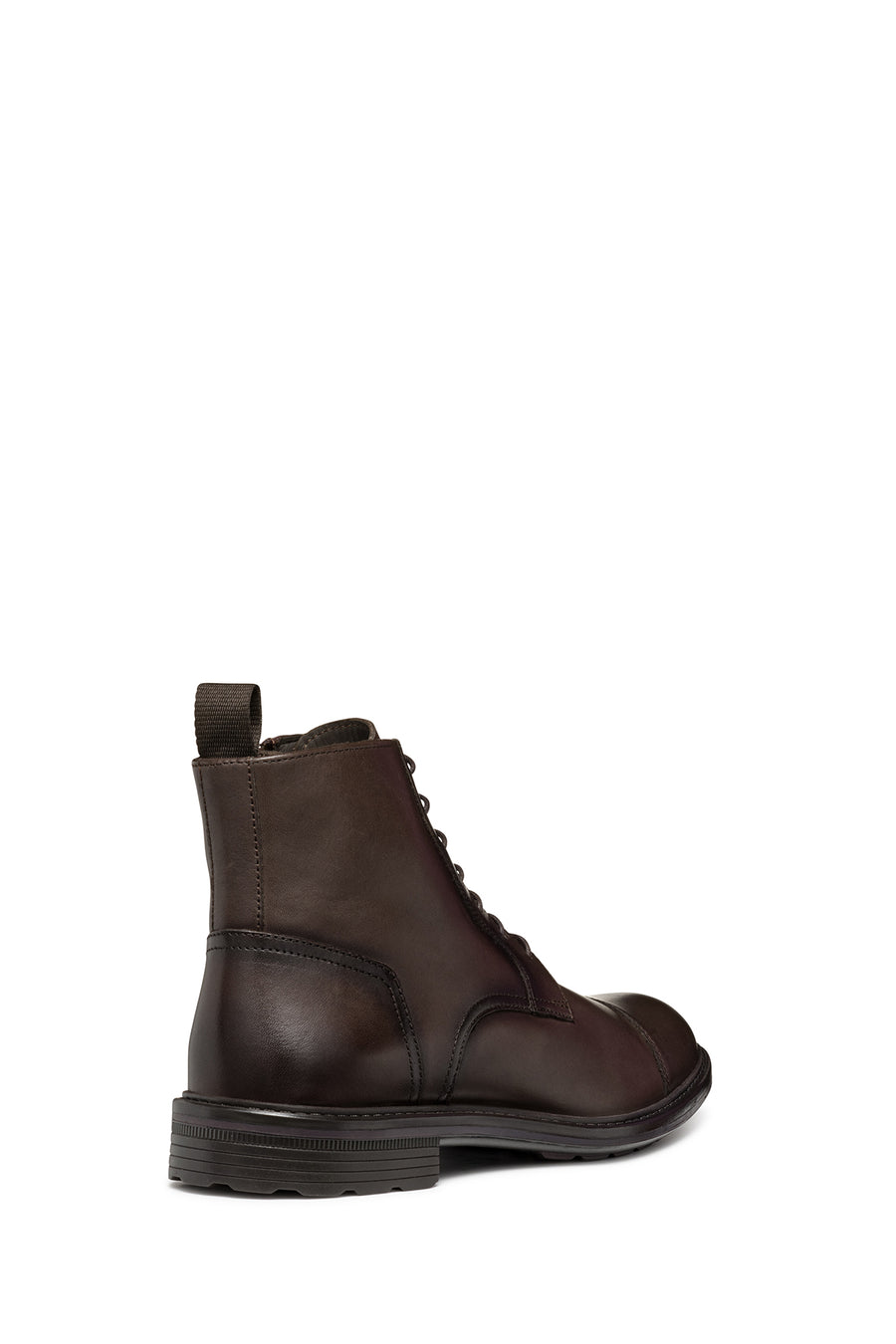 Geox Men's Brown Walk Pleasure Lace-Up Leather Combat Boots