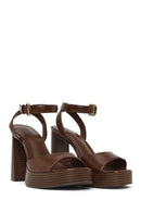Woman Brown Platform Chunky High-Heeled Sandals | Derimod