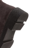 Women's Mink Thick Soled Zippered Suede Leather Casual Boots | Derimod