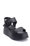 Women's High-Sole Leather Sandals | Derimod