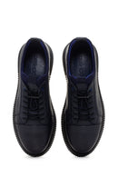 Men's Navy Blue Lace-Up Leather Sneaker | Derimod